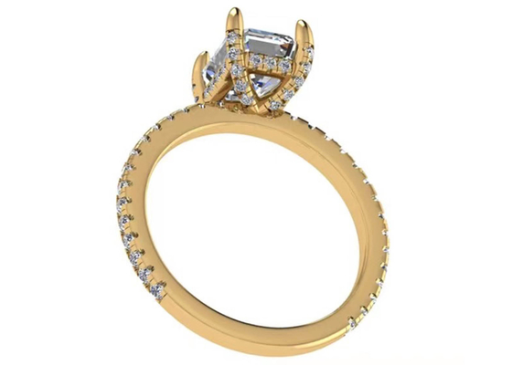Nhẫn vàng hồng 18K Emerald Cut Wiith 7,58 × 5,83mm Kim cương tự nhiên kích thước OEM