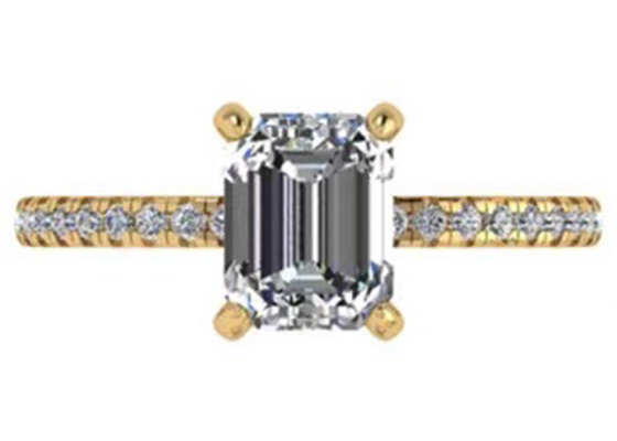 Nhẫn vàng hồng 18K Emerald Cut Wiith 7,58 × 5,83mm Kim cương tự nhiên kích thước OEM