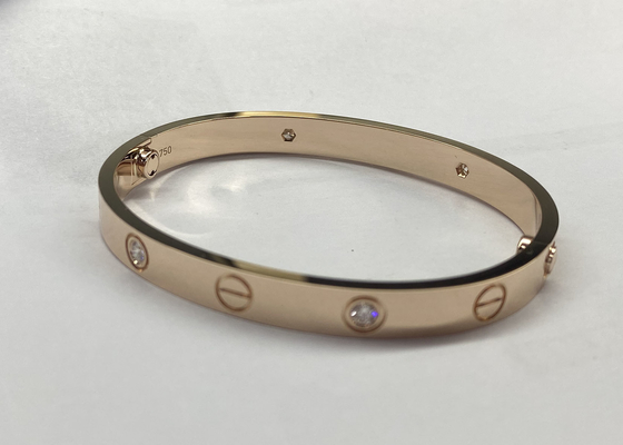 0,42ct 38,05g Đồ trang sức bằng vàng rắn 18K Vòng đeo tay tình yêu bằng kim cương tự nhiên oDM