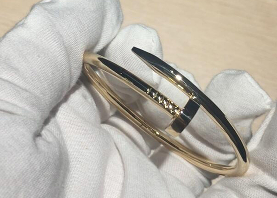 Chiều rộng 3,5 mm Vòng đeo tay bằng vàng 18k màu vàng, Vòng đeo tay Juste Un Clou cho sự gắn kết