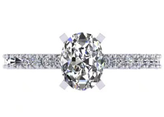 Cắt tròn 1,5 Carat Nhẫn kim cương hình bầu dục 2,45g Trọng lượng OV8 × 6MM Kích thước cho lễ đính hôn