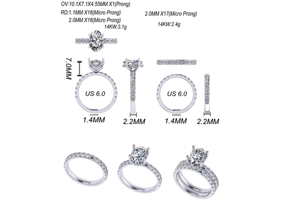 Đặt tay 2,45g Trang sức vàng khối 14K ODM cho sự đính hôn