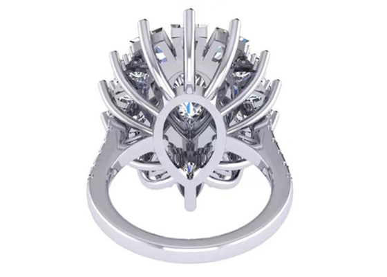 1.5ct 49 cái Cổ điển Halo Kim cương Nhẫn đính hôn Vàng Trắng Màu Mạ ODM