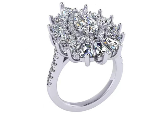 1.5ct 49 cái Cổ điển Halo Kim cương Nhẫn đính hôn Vàng Trắng Màu Mạ ODM