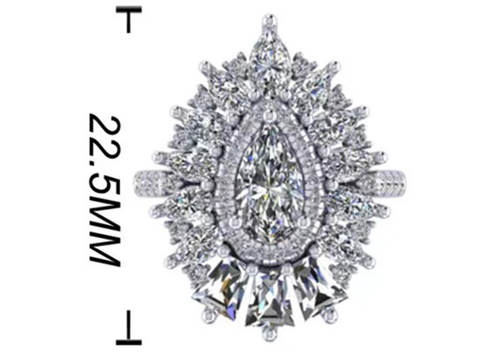 1.5ct 49 cái Cổ điển Halo Kim cương Nhẫn đính hôn Vàng Trắng Màu Mạ ODM