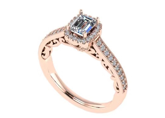 Trang sức vàng khối 0,8ct 14K, bộ nhẫn đính hôn bằng vàng hồng RA5,6 × 4,5MM