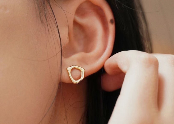Vòng tròn không đều Hoa tai vàng 9k Kích thước 8mm cho ngày kỷ niệm