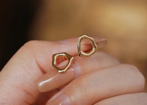 Vòng tròn không đều Hoa tai vàng 9k Kích thước 8mm cho ngày kỷ niệm
