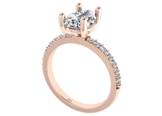 Nhẫn cưới vàng hồng 18k cắt lê 10,67x7,23x4,1mm cho lễ đính hôn