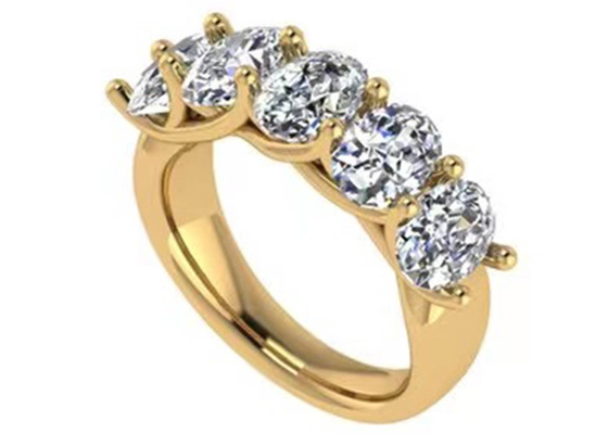 Nhẫn vàng hồng 18K kim cương hình bầu dục Kích thước 6,43x 4,7x 3,03mm cho Lễ kỷ niệm