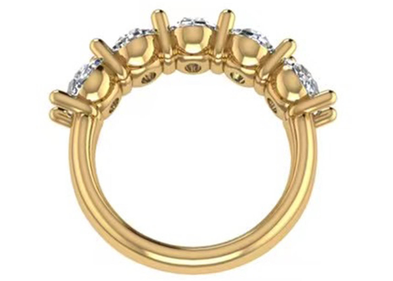 Nhẫn vàng hồng 18K kim cương hình bầu dục Kích thước 6,43x 4,7x 3,03mm cho Lễ kỷ niệm