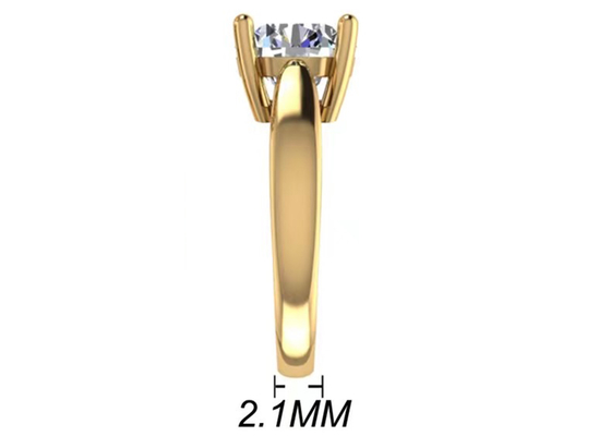 Đặt tay Đồ trang sức bằng vàng nguyên khối 14K, Nhẫn kim cương Solitaire tự nhiên cắt tròn 2,7ct