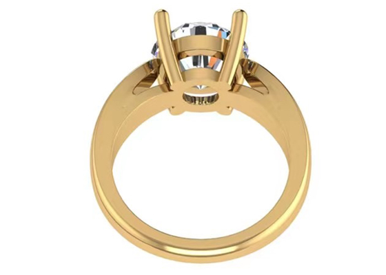 Đặt tay Đồ trang sức bằng vàng nguyên khối 14K, Nhẫn kim cương Solitaire tự nhiên cắt tròn 2,7ct