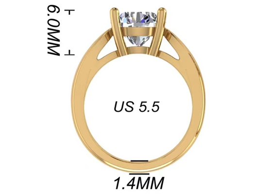 Đặt tay Đồ trang sức bằng vàng nguyên khối 14K, Nhẫn kim cương Solitaire tự nhiên cắt tròn 2,7ct