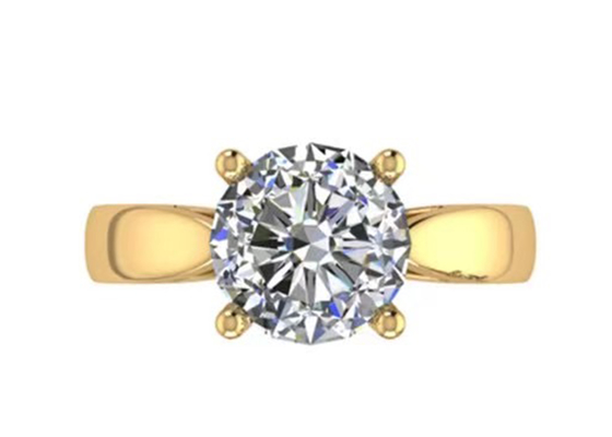 Đặt tay Đồ trang sức bằng vàng nguyên khối 14K, Nhẫn kim cương Solitaire tự nhiên cắt tròn 2,7ct