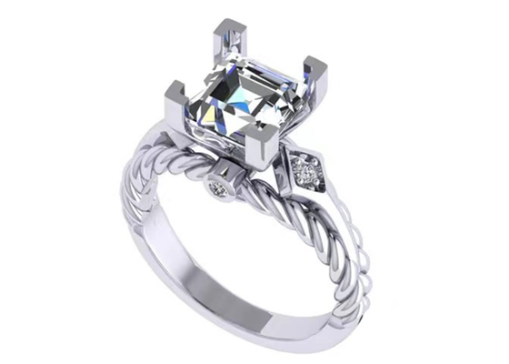 Nhẫn hứa hẹn bằng đá quý kim cương Moissanite Công chúa cắt bằng vàng 14K