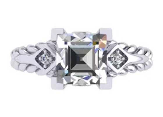 Nhẫn hứa hẹn bằng đá quý kim cương Moissanite Công chúa cắt bằng vàng 14K