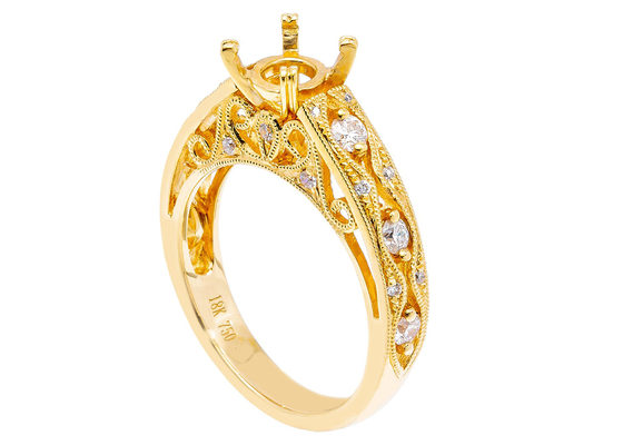 6 cái 0.07ct Kim cương Bán Gắn kết Nhẫn trang sức Vàng 18K Chất liệu vàng