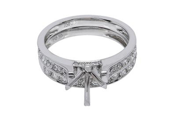 Nhẫn đính hôn hình tròn đôi, Nhẫn vàng trắng 18K 0,72ct OEM ODM