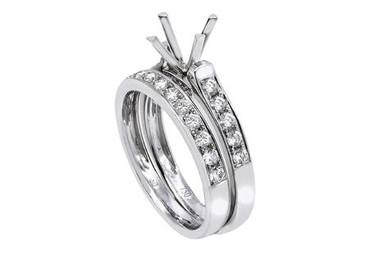 Nhẫn đính hôn hình tròn đôi, Nhẫn vàng trắng 18K 0,72ct OEM ODM