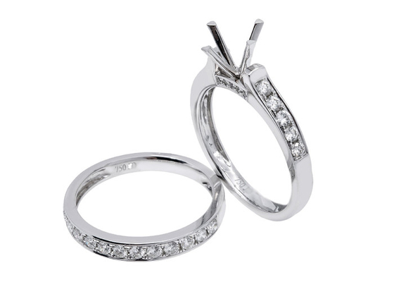 Nhẫn đính hôn hình tròn đôi, Nhẫn vàng trắng 18K 0,72ct OEM ODM