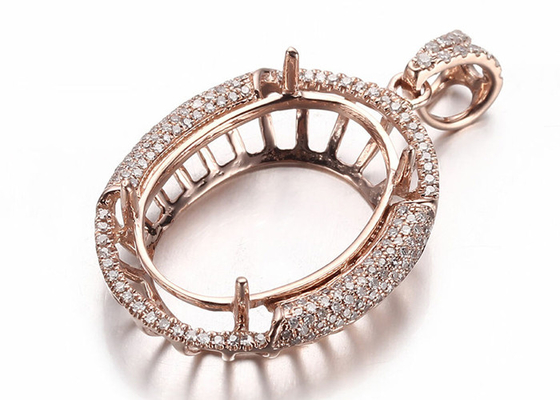 Hình bầu dục Hình bầu dục Bán gắn mặt dây chuyền trang sức 10 × 14mm Trọng lượng 2,7g Loại cài đặt