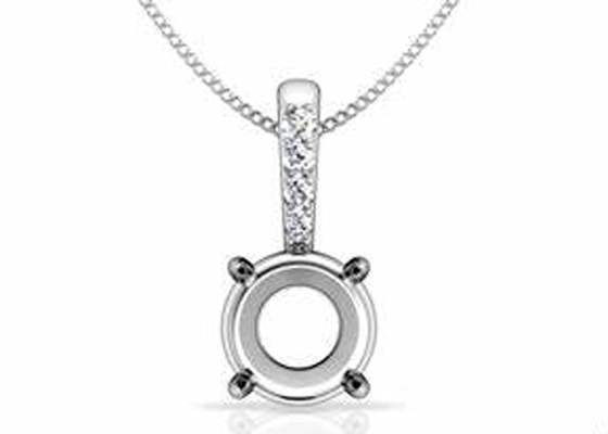 2.3g Cài đặt mặt dây bán gắn kết, Mặt dây chuyền kim cương vàng trắng 18k 4 chiếc 0,1ct