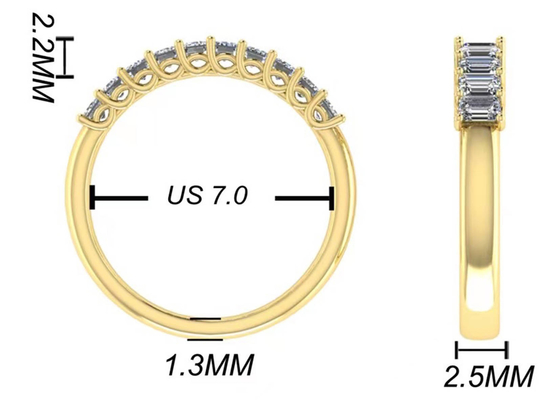10 chiếc Kim cương 18k Nhẫn vàng hồng 3.0 × 2.0mm EM Cut cho kỷ niệm