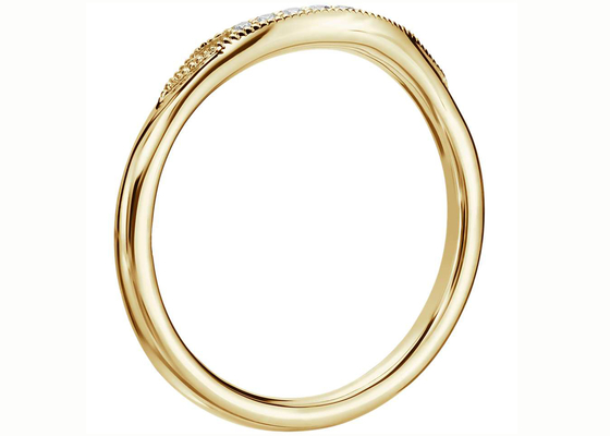 Nhẫn vàng vàng 14K nhỏ xinh, nhẫn xếp kim cương Kích thước 2mm 1,5mm 1,3mm