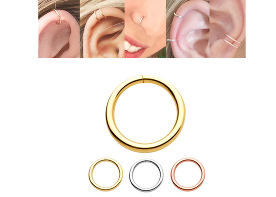 Nhẫn xỏ vàng 14k 1/4 inch 5/16 inch 3/18 inch cho tai mũi môi