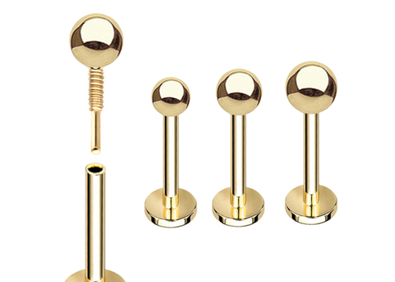 Bông tai bằng sụn vàng OEM 14k, Bông tai xuyên qua cơ thể 5mm 8mm Chiều dài 10mm