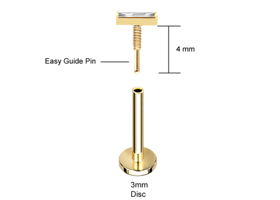 Bông tai trang sức xuyên thấu bằng vàng 14K OEM ODM với kim cương hình chữ nhật