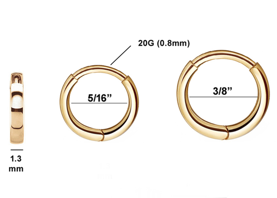 ODM Gold Huggie Hoop Earrings, Classic Round Cartilage Stud Earrings OEM