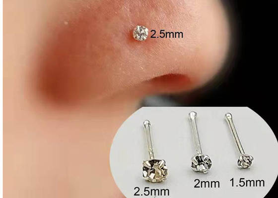 Vòng mũi bằng vàng 18k hình chữ L, vòng mũi có bóng ở đầu kích thước 1,5-2,0mm