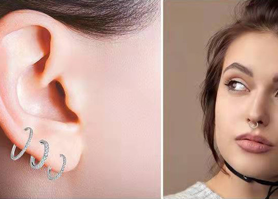 Dia 9mm 11mm 18k đinh xỏ lỗ bằng vàng, xỏ vòng khuyên mũi với kim cương tự nhiên 0,14ct