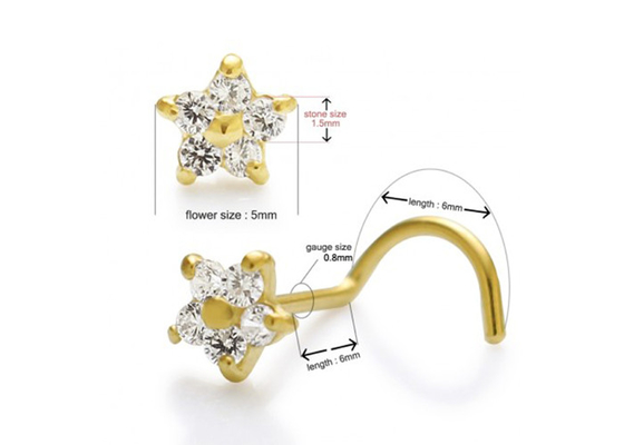 Hình dạng bông hoa Đinh kim cương vàng 18k với kim cương chính hãng 1,5mm 0,07ct 4 miếng