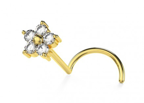 Hình dạng bông hoa Đinh kim cương vàng 18k với kim cương chính hãng 1,5mm 0,07ct 4 miếng