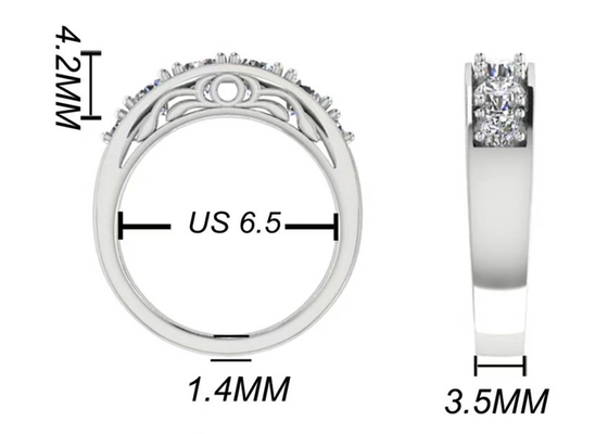 Nhẫn đính hôn bằng vàng trắng cắt tròn, 6 chiếc 4.1mm VS1 Nhẫn cưới kim cương thật
