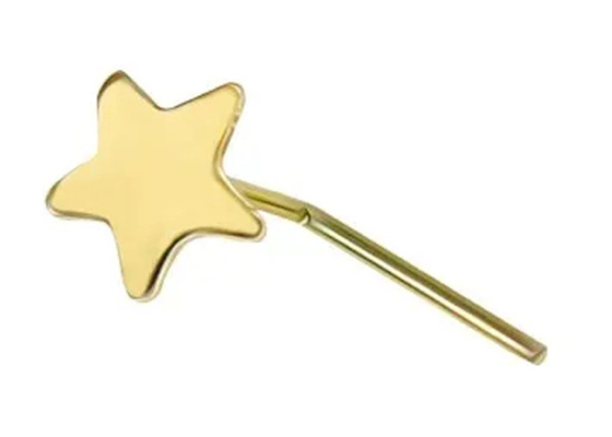 3mm Đồng bằng Sao vàng 18K Mũi xỏ lỗ Hình dạng L Độ dày 0,6mm