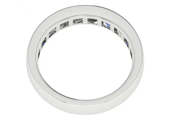 Nhẫn đính hôn vàng trắng hình tròn EM Cut, Nhẫn kim cương và vàng trắng 18k 3.0 × 2.3mm