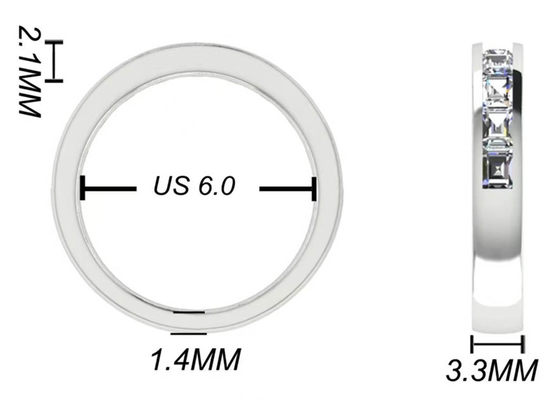 Nhẫn đính hôn vàng trắng hình tròn EM Cut, Nhẫn kim cương và vàng trắng 18k 3.0 × 2.3mm
