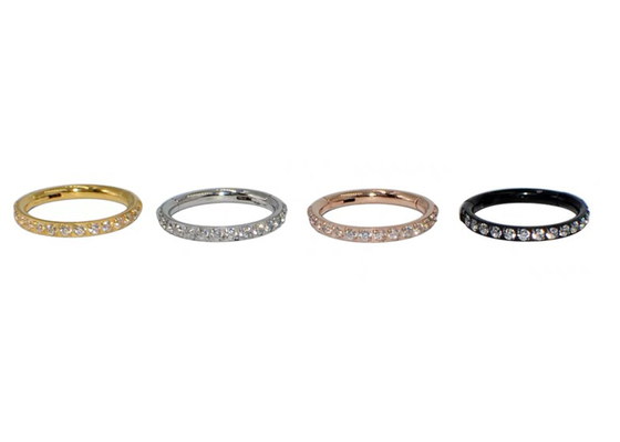 Phân đoạn bản lề Hình dạng vòng bấm bằng vàng 14K với kim cương lát 16G