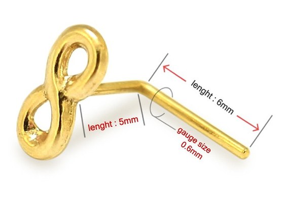 Xỏ mũi bằng vàng 18K sang trọng Hình chữ L Độ dày 0,6mm Không gây dị ứng