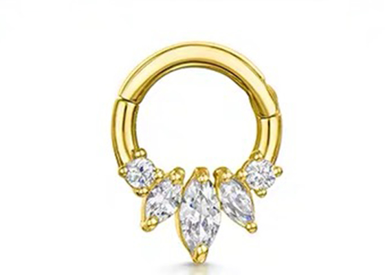 Marquise Cut Clicker vàng 14K Loại thiết lập bốn móng vuốt cho mũi Septum Daith
