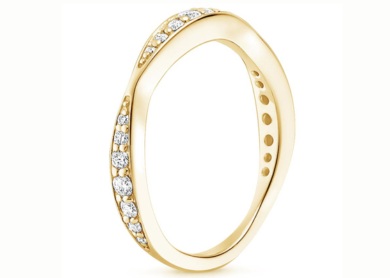 Nhẫn trang sức vàng vàng 14K đầy đủ kim cương 0,35ct 1,5mm-4,3mm Kích thước dây đeo