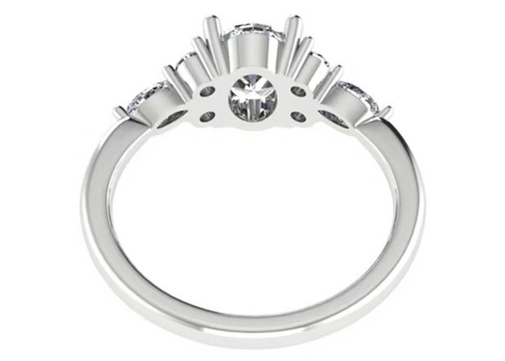 Nhẫn đính hôn kim cương hình bầu dục OEM, nhẫn vàng trắng hình tròn kích thước 7,19x5,15x3,17mm