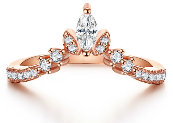 Nhẫn trang sức vàng vàng 0,61ct 14K Kích thước đá 2mm 1,5mm với kim cương tự nhiên