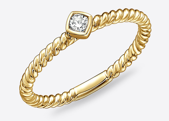 Vòng kim cương vuông 14k vàng rắn, vòng lỗ mũi 1,0mm × 10mm