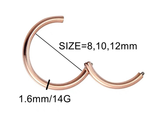 Periceing White Gold Clicker, 14k Gold Hoop Earrings OEM ODM for Anniversary