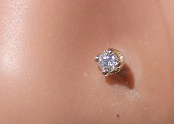 Vòng mũi vàng hồng ODM 18k, chốt xỏ mũi với kim cương tự nhiên 1,5-2,5mm